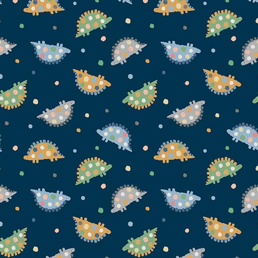 NCI Baby Dino Comfort Flannel Dino & Dots - 14472F-56 Navy - Cotton Flannel Fabric