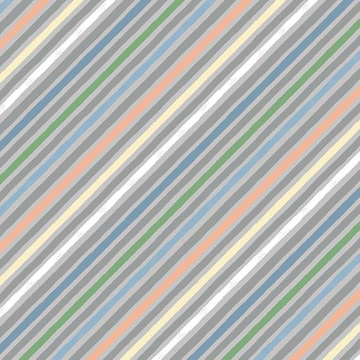 NCI Baby Dino Comfort Flannel Little Stripes - 14466F-08 Gray/Multi - Cotton Flannel Fabric