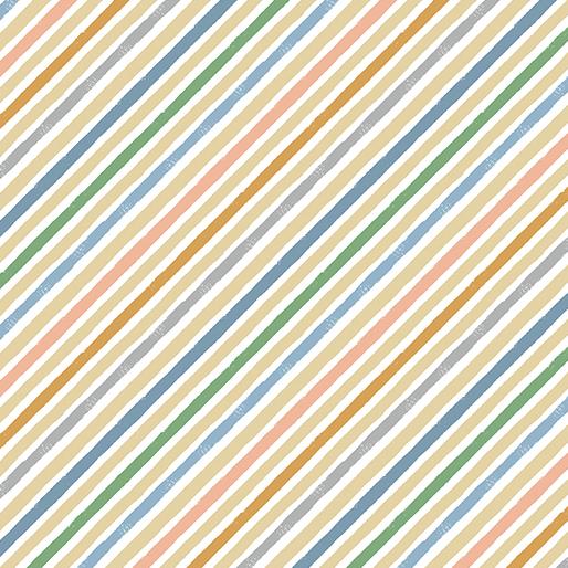 NCI Baby Dino Comfort Flannel Little Stripes - 14466F-09 White/Multi - Cotton Flannel Fabric