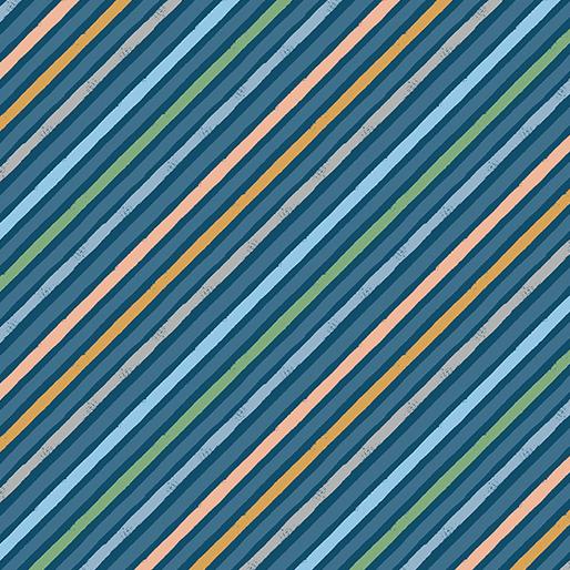 NCI Baby Dino Comfort Flannel Little Stripes - 14466F-56 Navy - Cotton Flannel Fabric