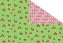NCI Strawberriesl and Plaid Double Faced Quilted - 13913-GAQ Pink/Green - Polyester Fabric