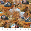 NCT Barn Quilts Barn Scenic - DP27316-34 Rust Multi - Cotton Fabric