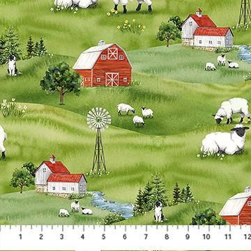 NCT Counting Sheep - DP28472-74 Green Multi - Cotton Fabric