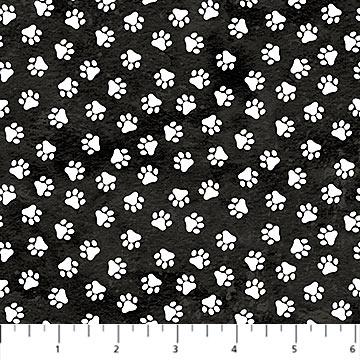 NCT Hide and Seek Cat Paws - 27652-99 Black/White - Cotton Fabric