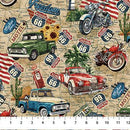 NCT Historic Route 29241-11 Tan - Cotton Fabric