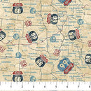 NCT Historic Route 29245-11 Tan - Cotton Fabric