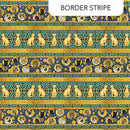 NCT Klimty Cats Border Stripe - 10786-54 Regal - Cotton Fabric