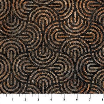 NCT Stonehenge Retro Vibes - 27742-38 Rust/Black - Cotton Fabric