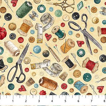 NCT Stonehenge Stitchin' - DP28344-12 Beige Multi - Cotton Fabric