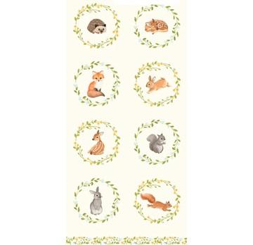 NCT Woodland Babes Panel - DP27167-11 Cream Multi - Cotton Fabric