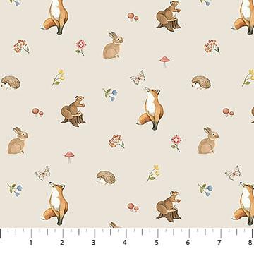 NCT Woodland Heart - DP28723-12 Beige Multi - Cotton Fabric