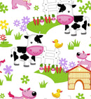 OASIS Fun Flannel Barnyard - OA-446391 White - Cotton Flannel Fabric
