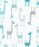OASIS Fun Flannel Giraffes - OA-447511 Aqua - Cotton Flannel Fabric