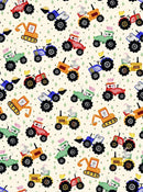 OASIS Fun Flannel Tractors - OA-446381 Off White - Cotton Flannel Fabric