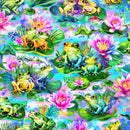 OASIS Hip Hop Frogs on Lily Pads - 59-7661 Multi - Cotton Fabric