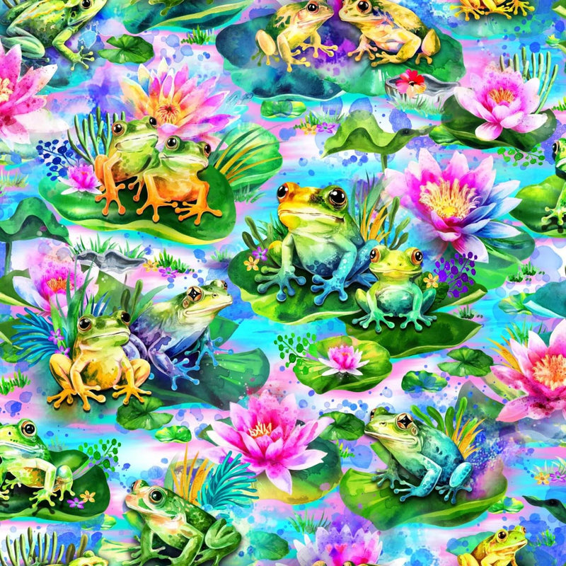 OASIS Hip Hop Frogs on Lily Pads - 59-7661 Multi - Cotton Fabric