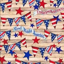 OASIS See America Flag Banners On Ecru - 59-9121 - Cotton Fabric