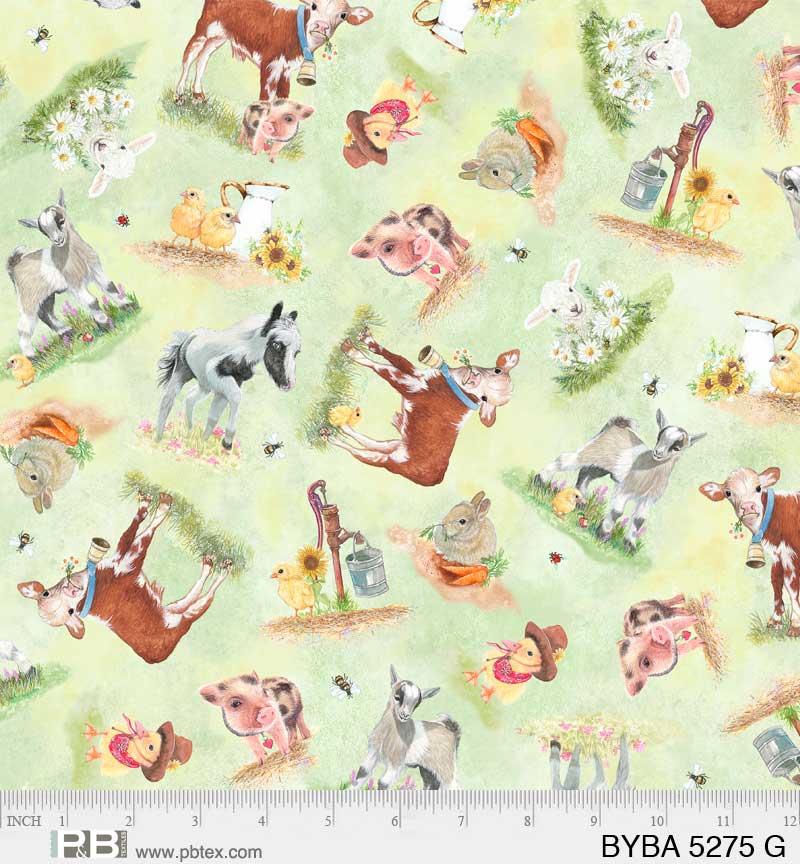PB Barnyard Babies Tossed Animals - 05275-G - Cotton Fabric