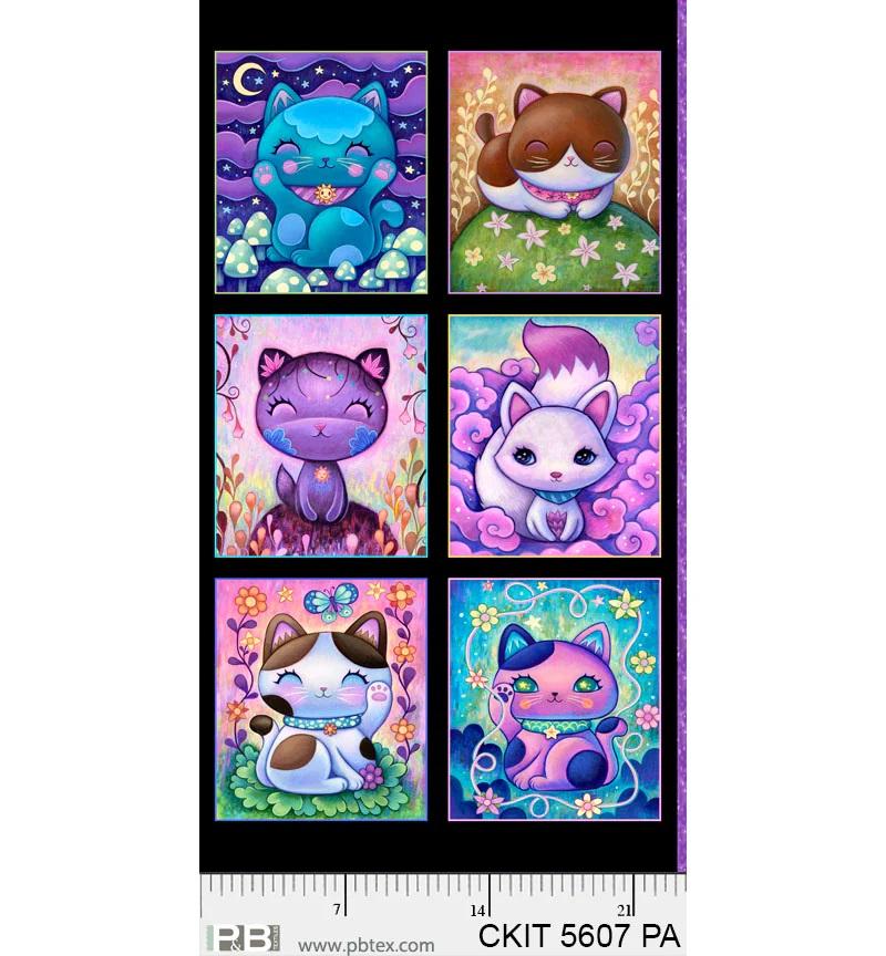 PB Crazy Kitties Panel - 5607-PA - Cotton Fabric