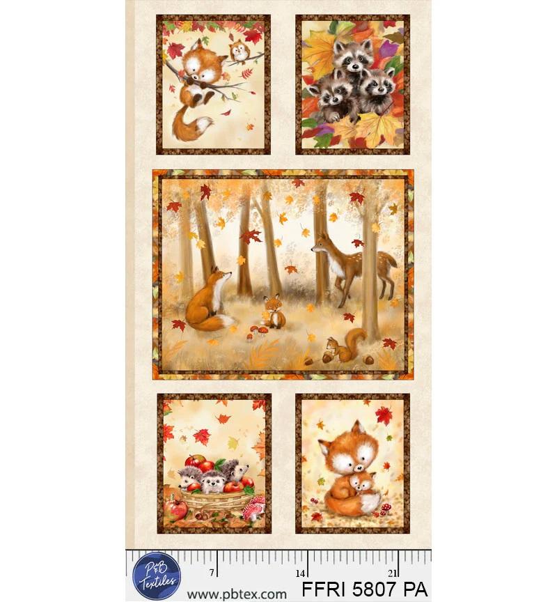 PB Fall Friends Forest Friends Blocks Panel - 5807-PA - Cotton Fabric