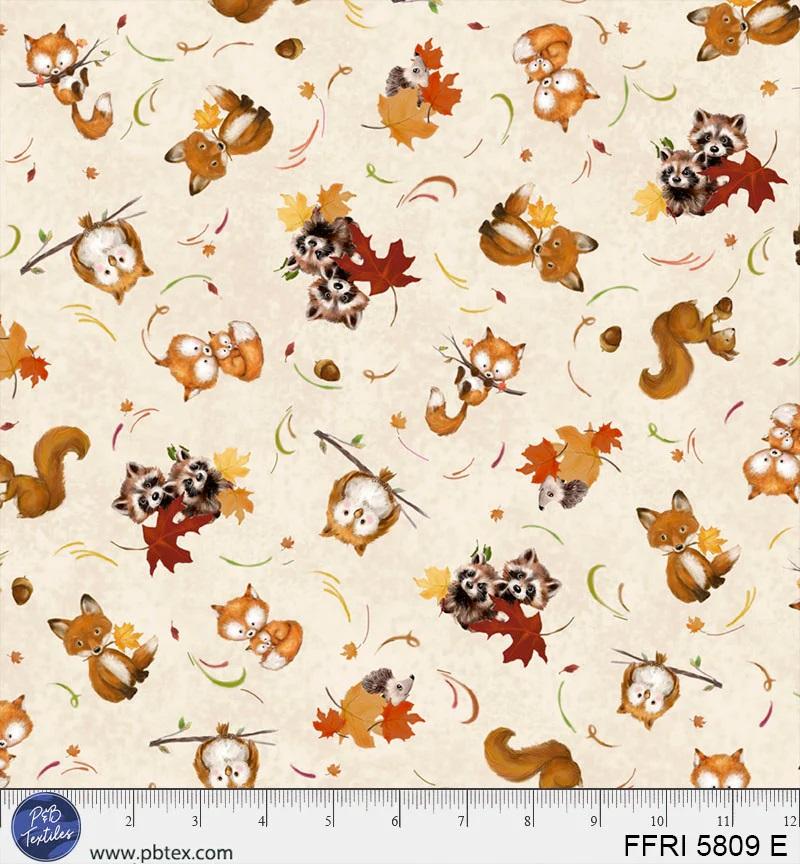 PB Fall Friends Tossed Forest Friends - 5809-E - Cotton Fabric