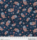 PB Farmhouse Americana Wooden Map Toss - 5760-N - Cotton Fabric