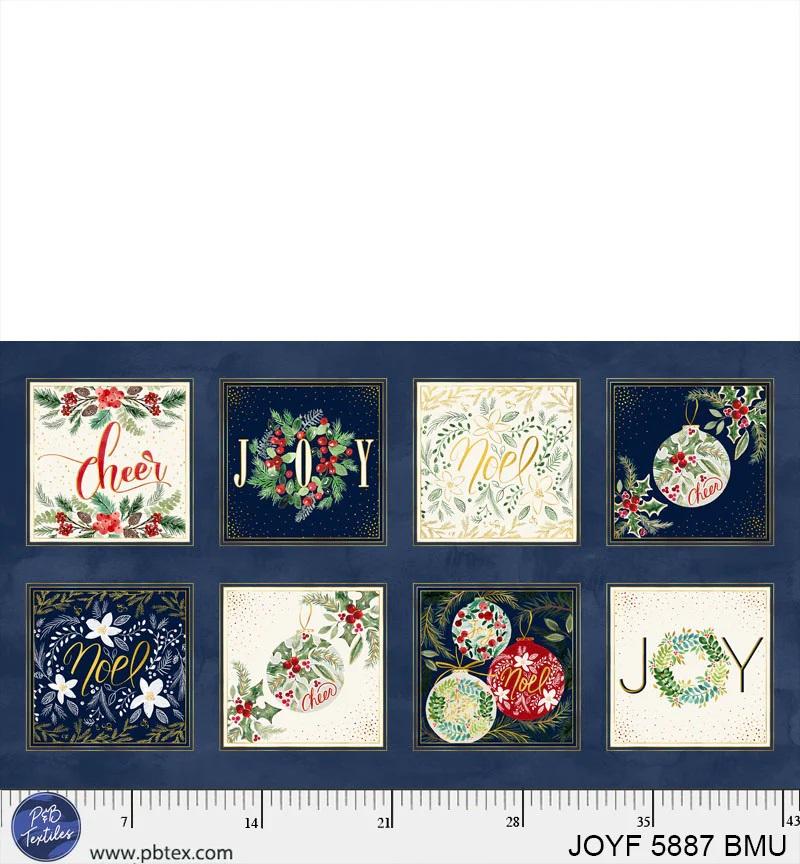 PB Joyful Joyful Blocks Panel - 5887-BMU - Cotton Fabric