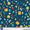 PB Love, Teach, Inspire School Supplies - 5852-DB - Cotton Fabric
