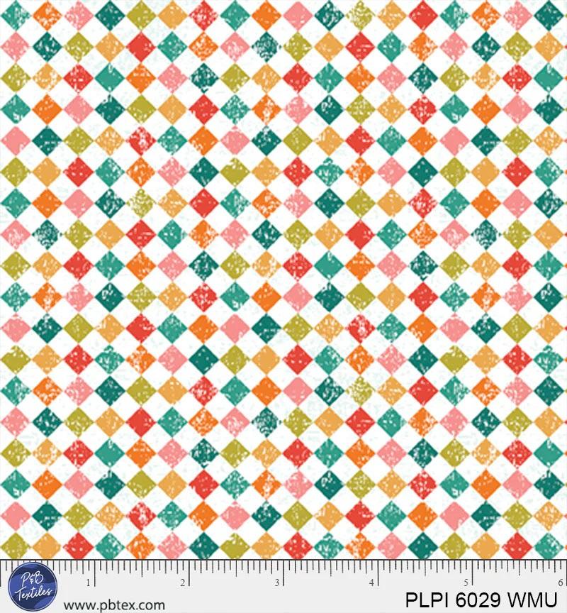 PB Peace, Love Pickleball Multi Diamonds - 6029-WMU - Cotton Fabric