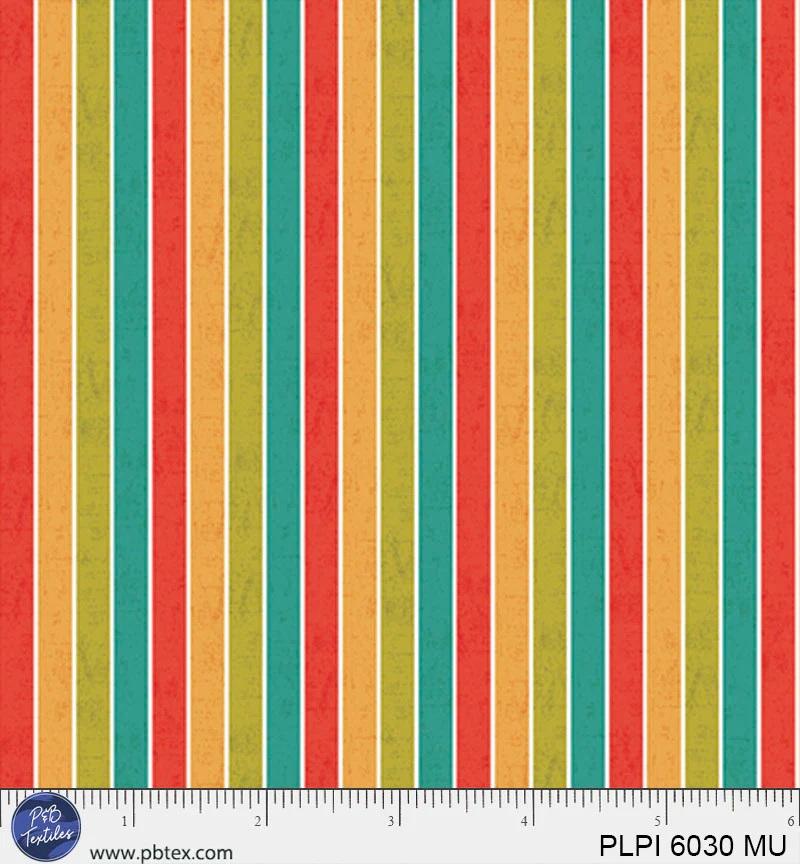 PB Peace, Love Pickleball Ruled Stripe - 6030-MU - Cotton Fabric
