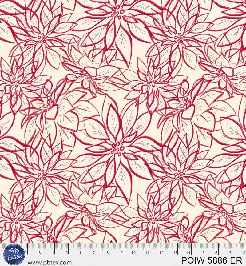 PB Poinsettia 108" Hand-Drawn Poinsettias - 5886-ER - Cotton Fabric
