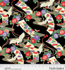 PB Tsuru Cranes and Ribbons - 5258-K - Cotton Metallic Fabric