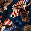 QT 1776 American Eagle & Flag Toss - 31661-N Dark Navy - Cotton Fabric