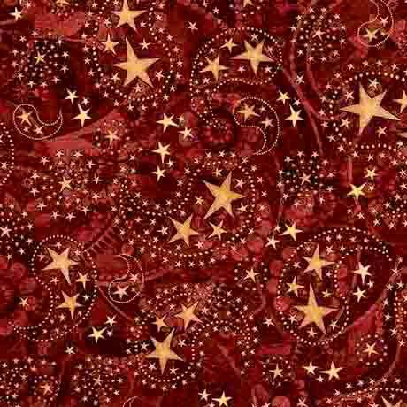 QT 1776 Paisley & Stars - 31665-M Brick - Cotton Fabric