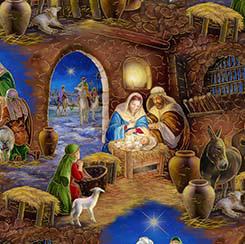 QT A King Is Born Nativity Vignettes - 30411-X Multi - Cotton Fabric