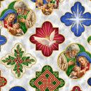 QT A Star Above Nativity Medallions - 32039-K Light Grey - Cotton Fabric