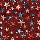 QT All American Snowman Stars - 32046-M Brick - Cotton Fabric