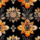 QT All The Buzz Decorative Floral - 30949-J Black - Cotton Fabric