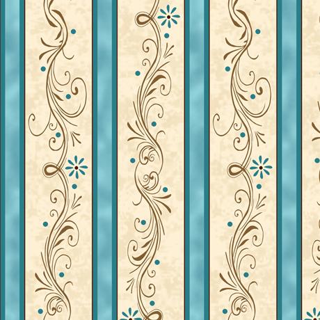 QT Amazing Grace Decorative Scroll Stripe - 24046-Q Teal - Cotton Fabric