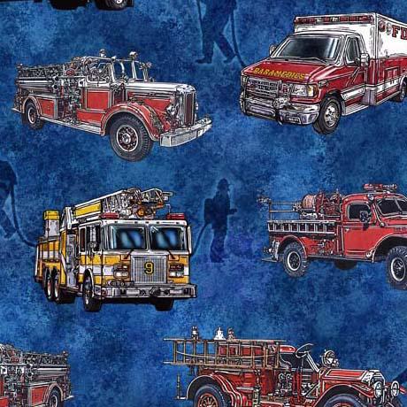 QT American Heroes Firefighter - 30680-Y Royal - Cotton Fabric