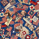 QT American Tapestry Patriotic Collage - 30867-B Blue - Cotton Fabric