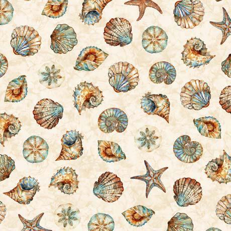 QT Atlantis Shell Toss - 30694-E Cream - Cotton Fabric