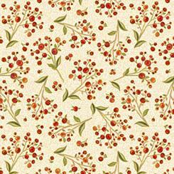 QT Autumn Forest Berry Sprig - 30363-E Cream - Cotton Fabric