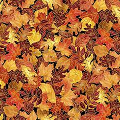 QT Autumn Forest Leaves - 30362-J Black - Cotton Fabric