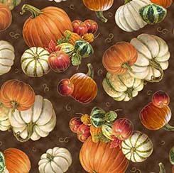QT Autumn Forest Pumkins & Gourds - 30361-A Brown - Cotton Fabric