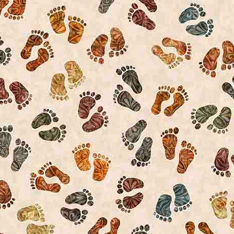 QT Bigfoot Footprints - 30995-E Tan - Cotton Fabric