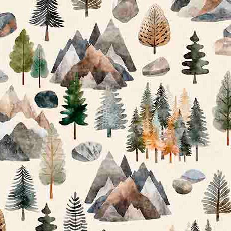 QT Bigfoot Pine Trees - 30994-E Cream - Cotton Fabric