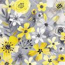 QT Blissful Blooms Contemperary Flora - 31706-K Gray - Cotton Fabric