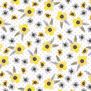 QT Blissful Blooms Flower Heads - 31707-Z White - Cotton Fabric
