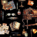 QT Bookworm Writing Desks & Motifs Toss - 30447-J Black - Cotton Fabric